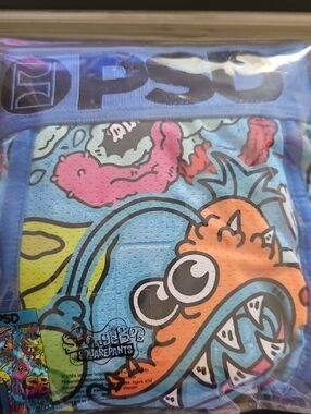 PSD SpongeBob Blue Briefs with Multicolor Cartoon Graphic Large New